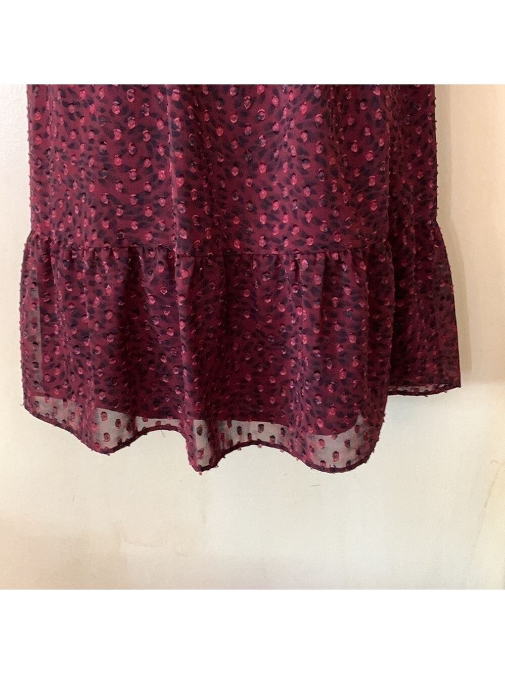 Masion Jules cranberry chiffon dress with smocked waist size S - Picture 6 of 11